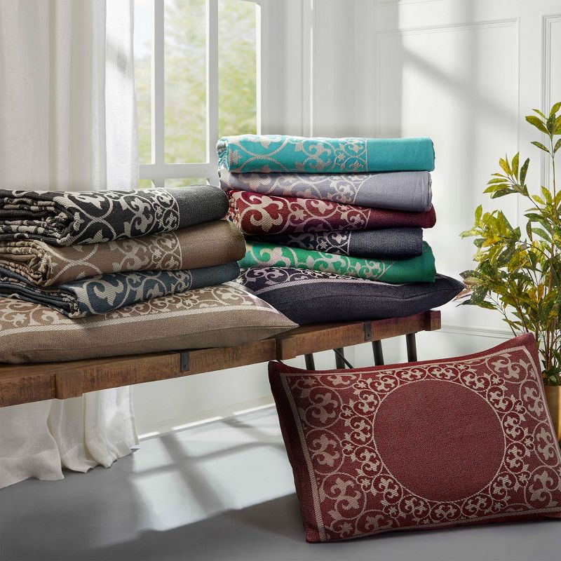 Lightweight Cotton Blend Oversized Jacquard Boho Floral Scroll Bedspread Set by Blue Nile Mills, 4 of 6