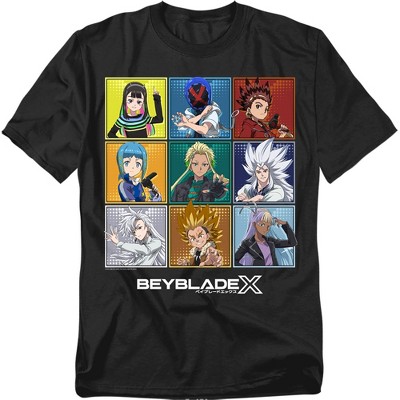 Men's Beyblade X Season 3 Character Grid Adult T-Shirt Black 4X : Target