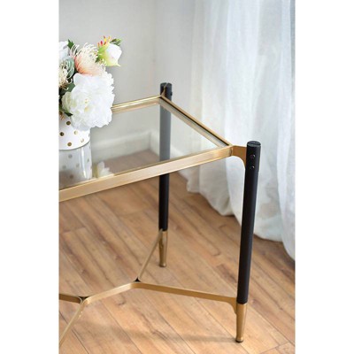 Modern Chic Park View Black & Gold Glass-Top Side Table