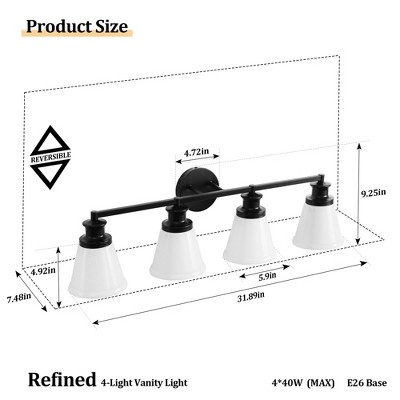 KAISITE Modern Vanity Light with Opal Glass Shade