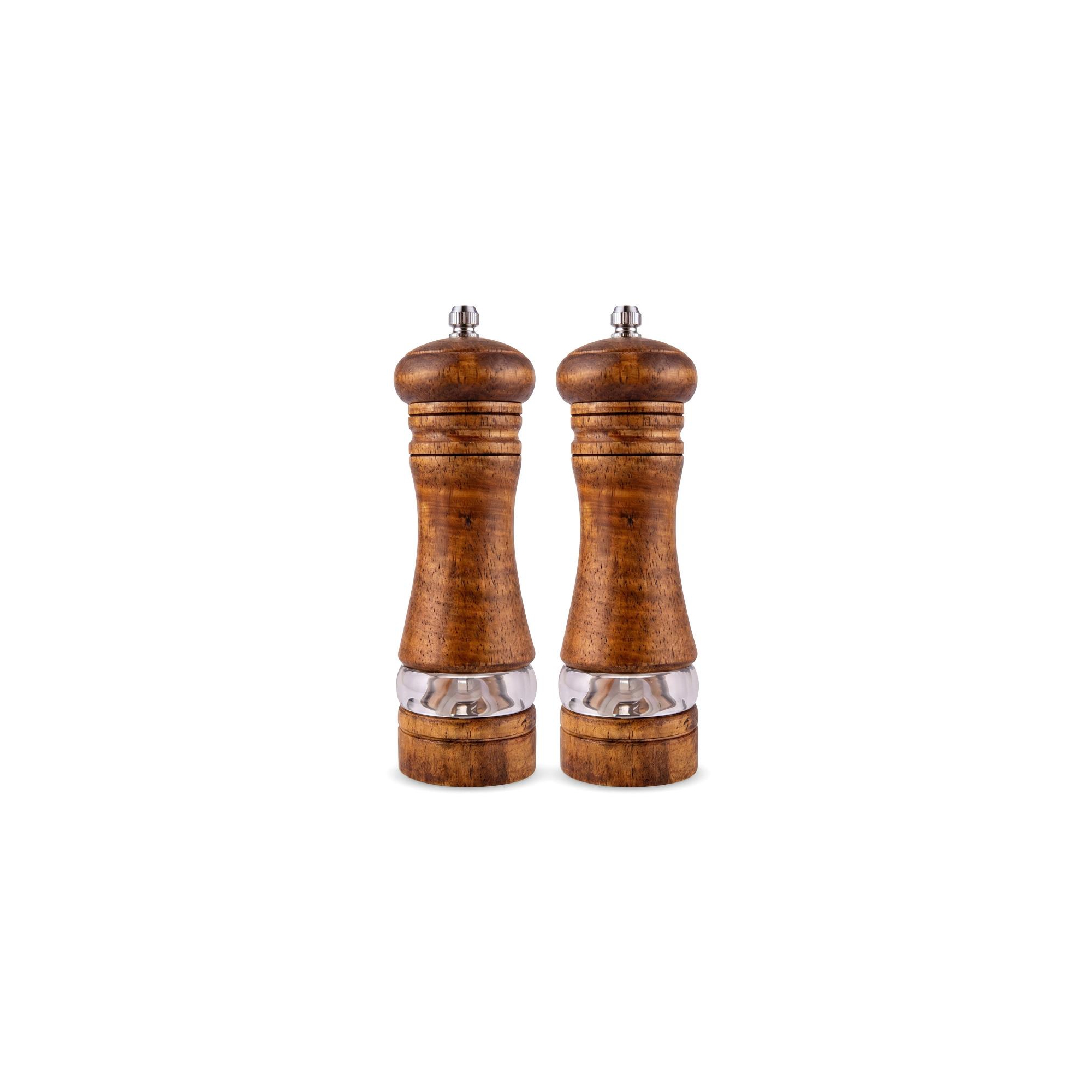 Zeus & Ruta 2-Pack 6" Manual Pepper Grinder with Ceramic Core, Adjustable Spice Mill with Clear Body for Fresh Grinding