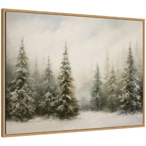 Kate & Laurel All Things Decor Sylvie Framed Canvas Traditional Snowy Forest Landscape by the Creative Bunch Studio - 1 of 4