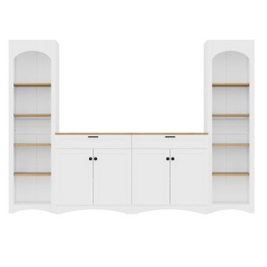 CLIHOME 3-Piece Farmhouse Entertainment Center with Storage Cabinet for TVs Up to 70", Mid-Century TV Stand with Bookshelf - 1 of 4
