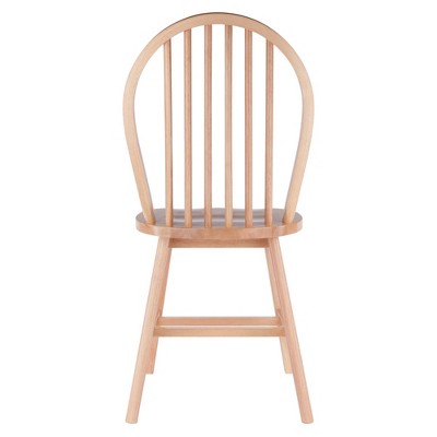 Natural Solid Wood Farmhouse Dining Set with Windsor Chairs