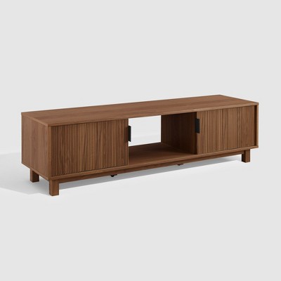 Modern Fluted Wood 2 Door TV Stand for TVs up to 65" - Saracina Home