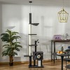 Gulches Dark gray Floor to Ceiling 94 in Cat Tree Adjustable Tension Rod Multi Level Sisal Posts Hammock Scratching Board Perch Small Cats Furniture - 3 of 4