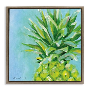 Stupell Industries Tropical Pineapple on Blue Floating Frame Canvas Art - 1 of 4