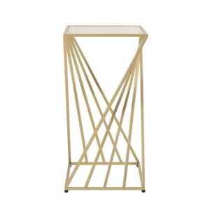 Wadleigh Modern Glam Glass Top End Table Champagne Gold - Christopher Knight Home: Iron Frame, No Assembly Required - 1 of 4