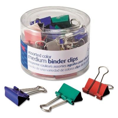 Officemate Binder Clips Metal Assorted Colors Medium 24/Pack 31029