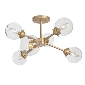 LNC Pursuit 6-Lights 25-in Matte Gold and Clear Globe Glass LED Semi-flush Mount Lights - 1 of 4