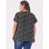 Agnes Orinda Women's Plus Size Keyhole Flutter Short Sleeve Chiffon Floral Tops - 4 of 4