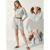 Allegra K Women's Outfit Belt Long Sleeve Shirt and High Waist Shorts Set 2 Pcs - 2 of 4