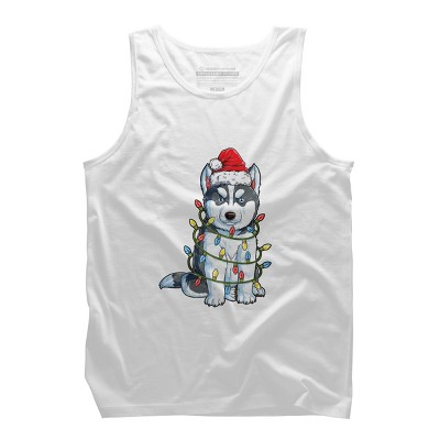 Men's Design By Humans Siberian Husky Santa Christmas Tree Lights Xmas Gifts Boys T-Shi By NekoShop Tank Top