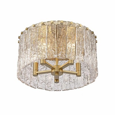 Modern Gold and Glass Textured Flush Mount Ceiling Light