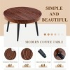 INFURNIC Coffee Tables Modern Farmhouse Round Coffee Table Natural Finish MDF Top with Metal Stand for Living Room, Brown, 23.6"*23.6"*14.5" - 3 of 4