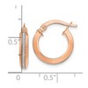 Black Bow Jewelry 3mm Glitter Infused Round Hoop Earrings in 14k Rose Gold, 14mm - 4 of 4