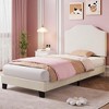 Twin Bed Frames, Corduroy Upholstered Twin Size Bed Frame Platform with Adjustable Headboard, Cute Velvet Twin Bed, Strong Wooden Slats - 3 of 4