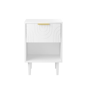 ChicFurnit Nightstands Wooden Bedside Table Night Stand with Drawer and Shelf Modern End Table for Bedroom Storage, White, 15.75"*15.75"*22.83" - 1 of 4
