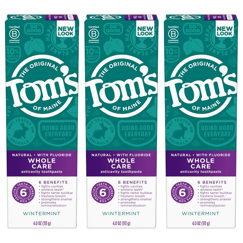 Tom&#39;s of Maine Whole Care Toothpaste - Wintermint - 3pk/4oz, 1 of 9