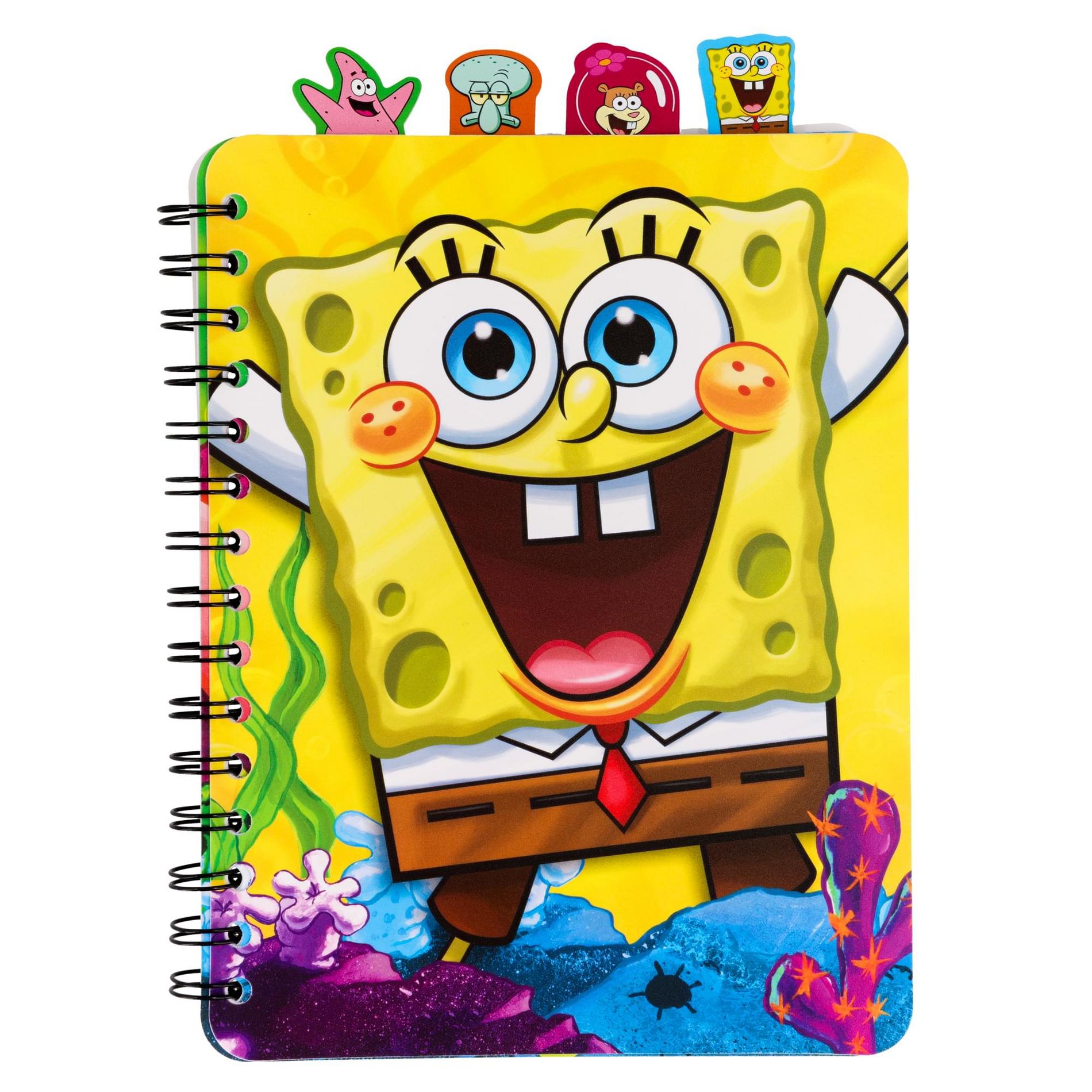 Inkology, LLC Nickelodeon SpongeBob SquarePants 4-Tab Spiral Notebook With 160 Dotted Sheets