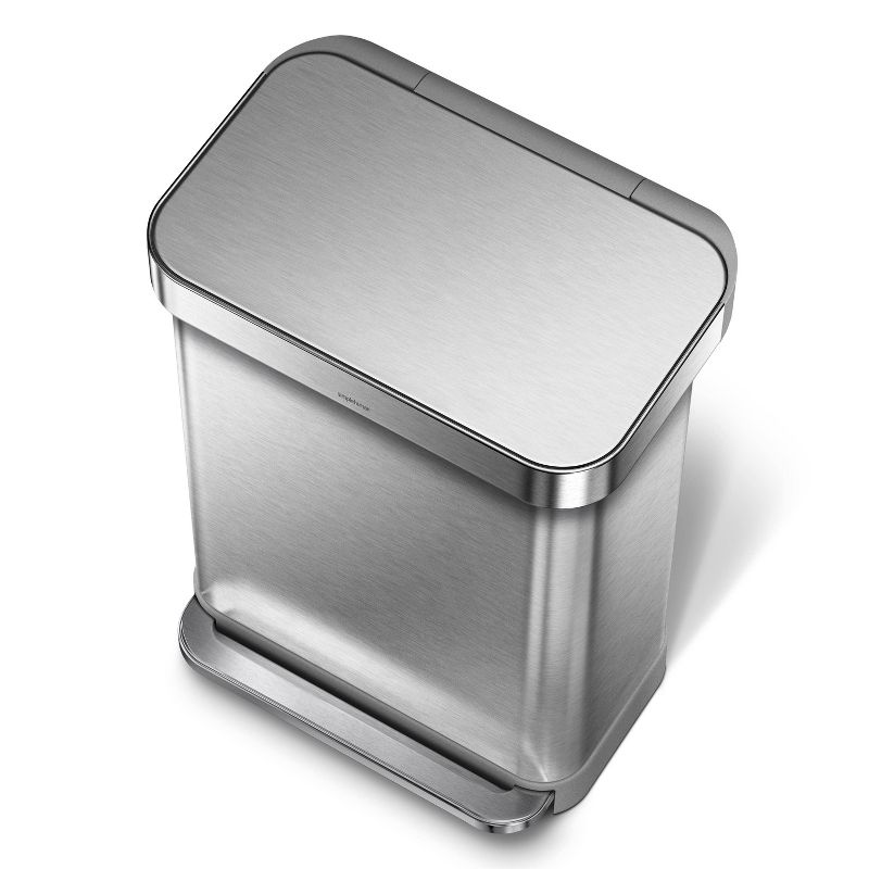 simplehuman 55L Rectangular Step Trash Can with Liner Pocket, 3 of 10