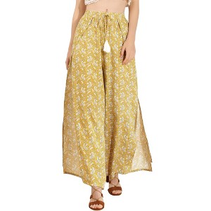 Allegra K Women's Boho Tassel Drawstring Flowy Split Wide Leg Palazzo Pants - 1 of 4