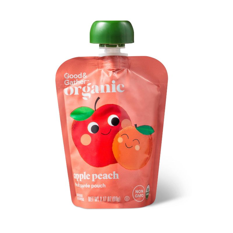 Organic Applesauce Pouches - Apple Peach - 12ct - Good &#38; Gather&#8482;, 3 of 7