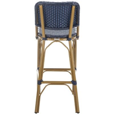 Tropical Chic Black PE Rattan High Back Bar Stool 17"x20"x41"