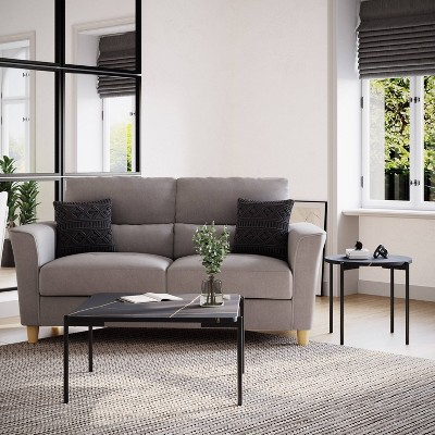 Arlo Black Marble and Wood Nesting Coffee Table Set