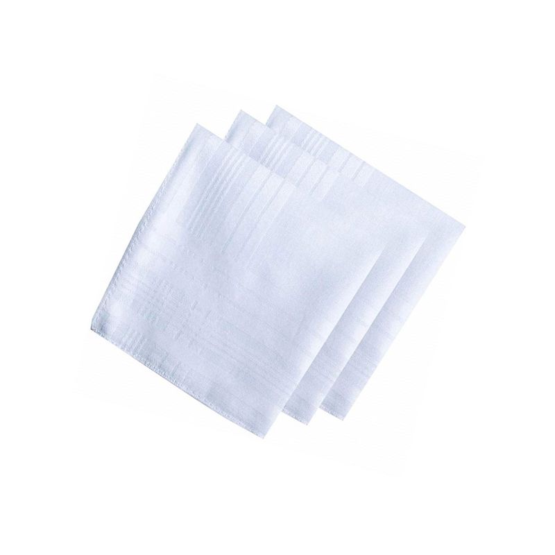 Men's White Cotton Soft Finish Handkerchiefs, 1 of 3