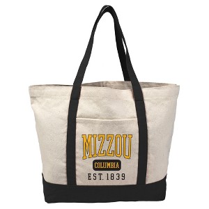 University of Missouri Mizzou Tigers Established Date Canvas Tote Bag With External Pocket, Reusable Shoulder Bag for Shopping, School, Beach - 1 of 4