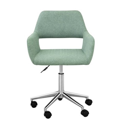 Modern Linen Style Fabric Office Swivel Chair with Wheels Mint/Chrome -  Teamson Home