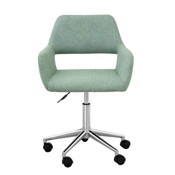 Modern Linen Style Fabric Office Swivel Chair with Wheels Mint/Chrome - Teamson Home