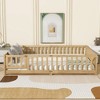 TIRAMISUBEST Twin/Full/Queen Size Floor Bed with Fence and Door, Rubber Wood Floor Platform Bed Montessori Bed Toddler Bed with Safety Guardrails - 3 of 4
