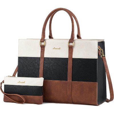 LOVEVOOK Laptop Bag for Women, 15.6 Inch Work Bags for Women, Vintage Leather Laptop Tote Bag