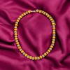 Slickblue Vintage Beaded Necklace, Two Tone Ribbed Metal & Wood Balls, Festival Style Jewelry, Brown Gold/Ivory Gold - 2 of 3