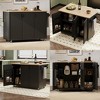 51" Fluted Kitchen Island on Wheels, with Drop Leaf, Internal Storage Rack and Towel Rack, for Kitchen, Dining Room - 3 of 4