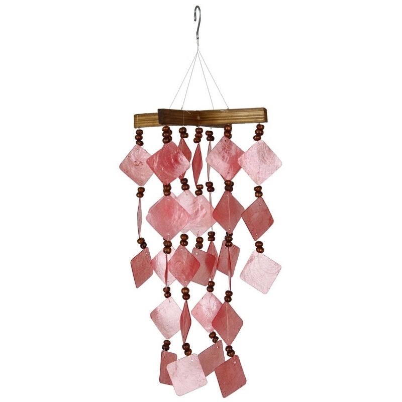 Woodstock Wind Chimes Asli Arts® Collection, Diamond Capiz Chime, 14" Red Wind Chime CDCR, 1 of 8