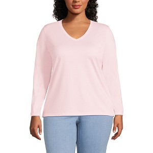 Lands' End Women's Relaxed Supima Cotton Long Sleeve V-Neck T-Shirt - 1 of 3