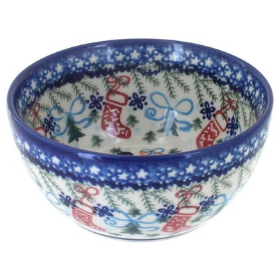 Blue Rose Polish Pottery Christmas Bounty Dessert Bowl