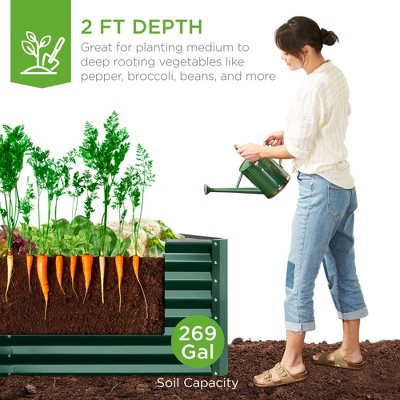 Dark Green 6x3x2ft Metal Raised Garden Bed Planter Box
