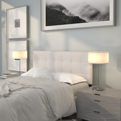 Emily White Faux Leather Tufted Full Headboard