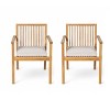 Outdoor Patio Acacia Wood Chairs Set of 2,Slatted Back Dining Chair with Cushions,Modern Wooden Armchair Set for Balcony Garden-Koiai - 3 of 4