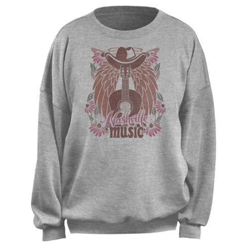 Junior's Lost Gods Retro Nashville Guitar Music Sweatshirt - image 1 of 2