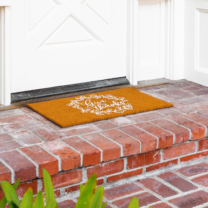 Juvale Thanksgiving Welcome Mat for Front Door, Outdoor Fall Rug for Porch, Give Thanks, 30x17 in, 3 of 9