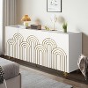 VYNXARIA Modern White Fluted Sideboard Buffet with Gold Accents and Adjustable Shelves - 2 of 4