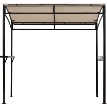 Tangkula 7' x 4.5' Grill Gazebo Patio BBQ Tent Shelter W/ Single Tier Canopy Beige/Brown
