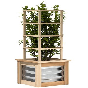 Outsunny Wooden Garden Planter with Trellis, Freestanding Garden Box for Garden, Patio, Balcony - 1 of 4