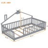 NicBex Twin Size Kids Montessori Bed with House-Shaped Bedside Design,Floor Bed with Guardrail Design,Toddler bed for Bedroom Playroom,Gray - 3 of 4
