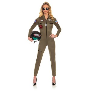 U.S. Navy Women's Top Gun Flight Suit Halloween Costume Jumpsuit - 1 of 1